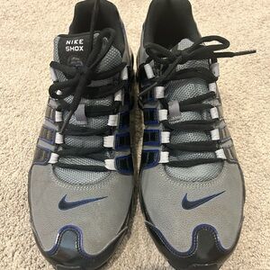 Men's Black, Gray and Blue Nike Shox Shoes
